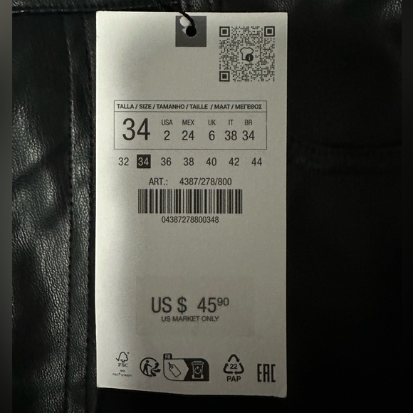 ZARA FAUX LEATHER FLARED PANTS, SIZE US 2, NWT - Picture 8 of 9